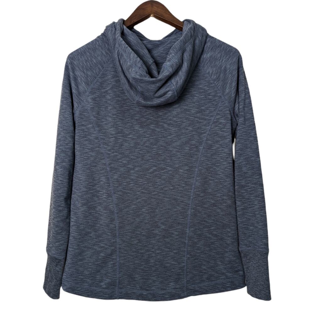 Athleta Hoodie Cowl Funnel Neck Zipper Pocket Pullover Sweatshirt Thumb Holes XS - Picture 2 of 3